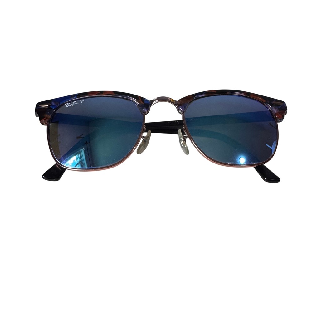 Ray-Ban Clubmaster RB3016 1256/51 Tortoise Blue Mirror Polarized Sunglasses 51mm